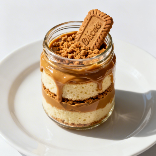 Vanilla Cake Smothered In Biscoff Sauce & Crumbs In Jar 